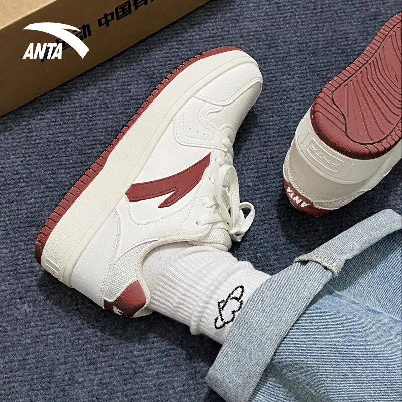 安踏小零感板鞋女款2025秋冬小白鞋学生低帮增高复古休闲运动鞋子