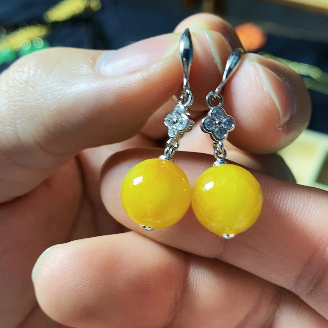 翡翠银S925镶嵌耳饰