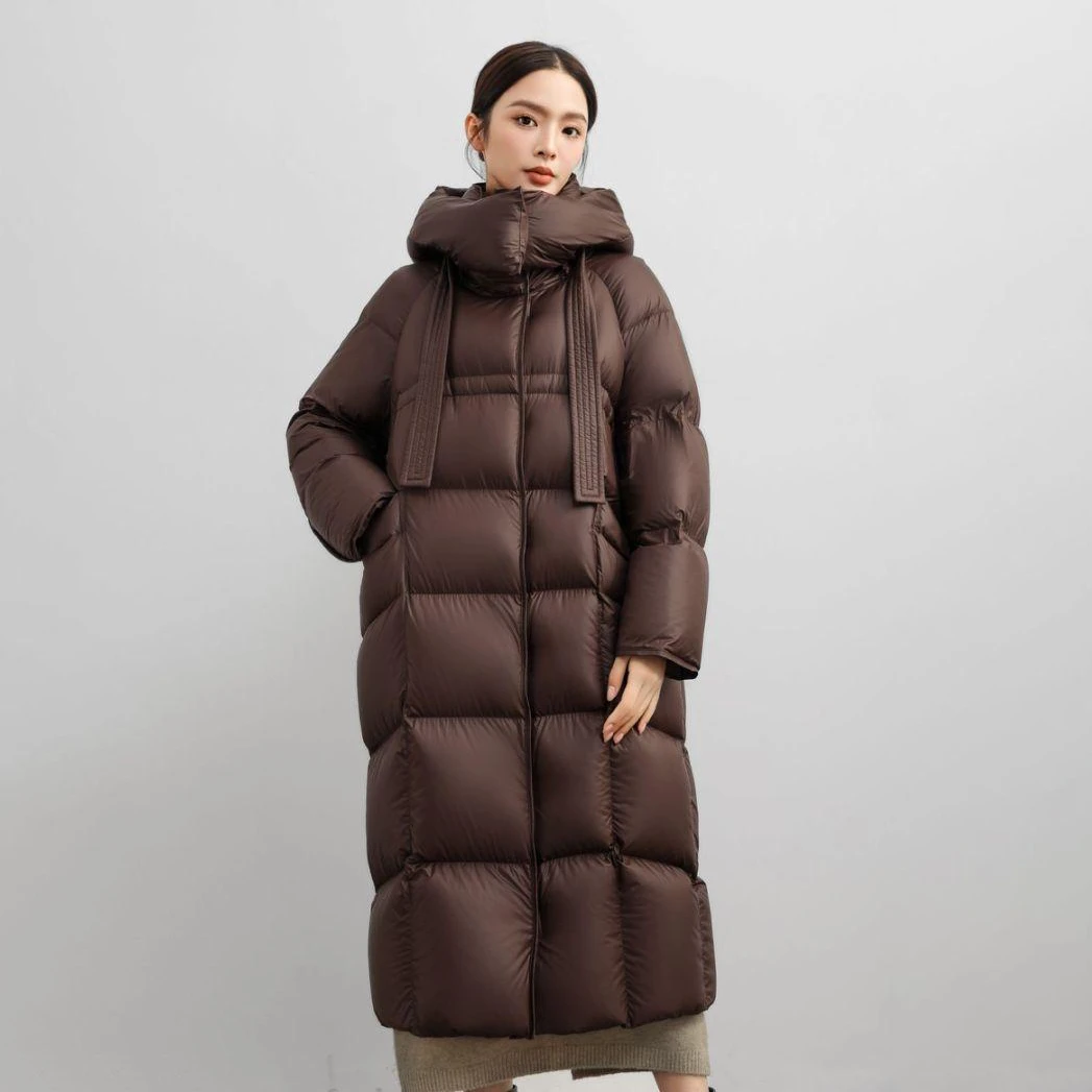 【午间风】女式中长脱卸帽羽绒服 4002