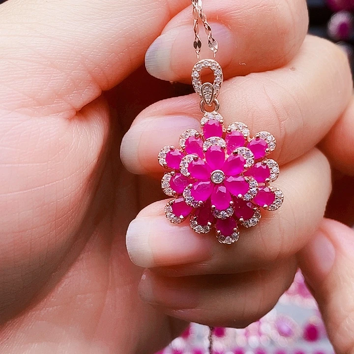 颈饰银S925镶嵌红宝石