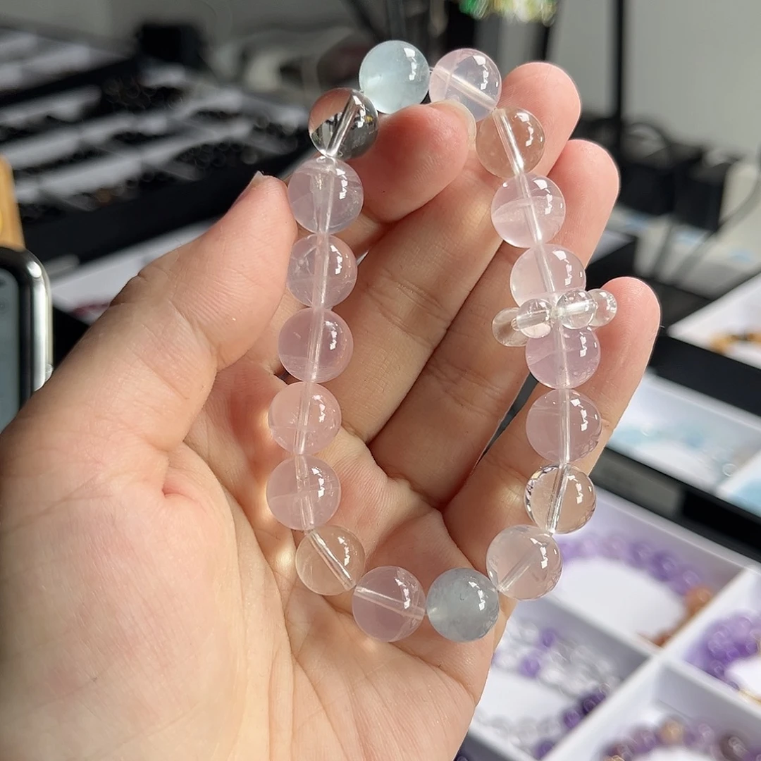水晶手串未镶嵌粉水晶10mm