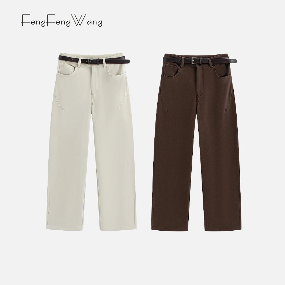 FengFeng Wang | 高腰直筒休闲阔腿裤