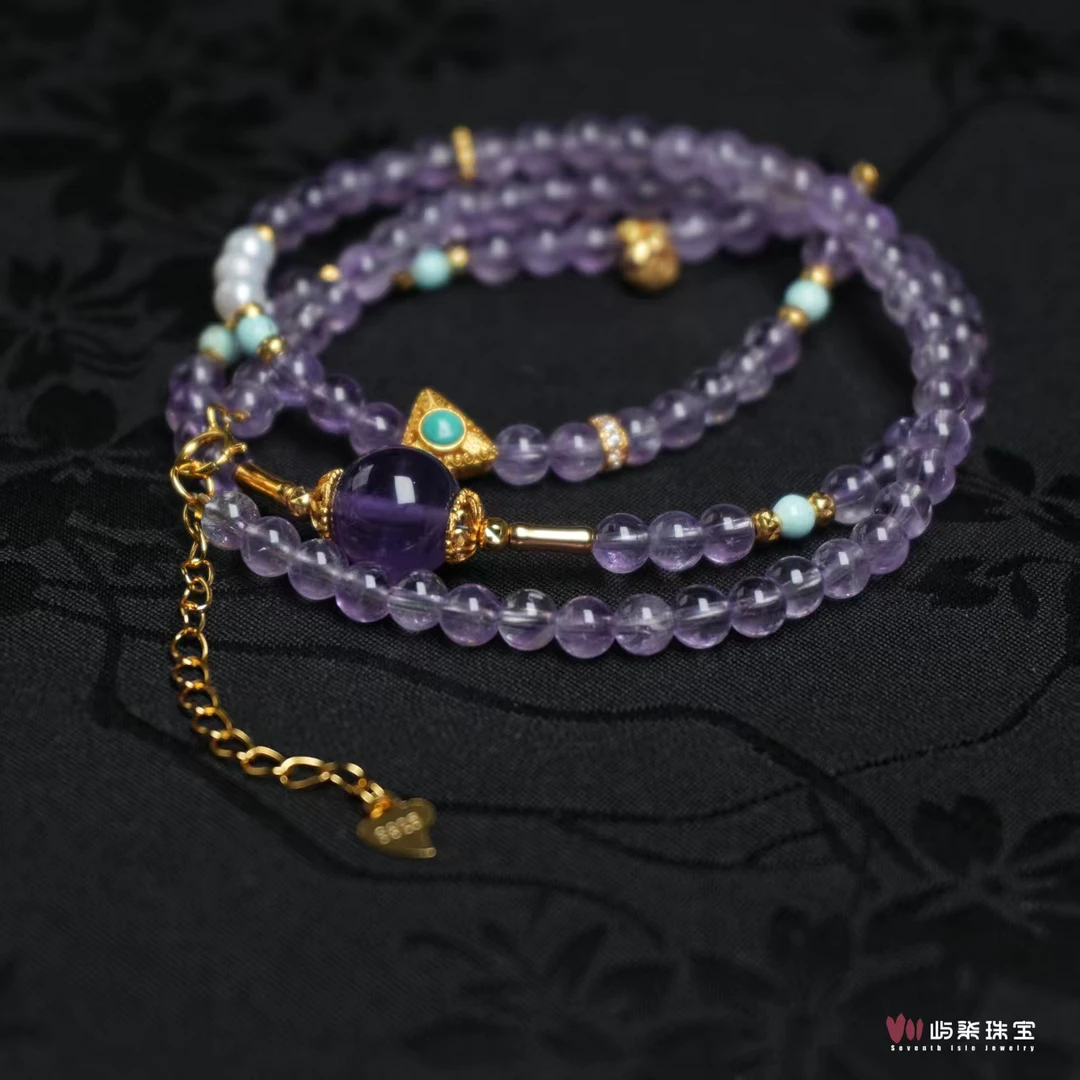 【要努力】A1268 水晶银S925镶嵌 紫水松项链