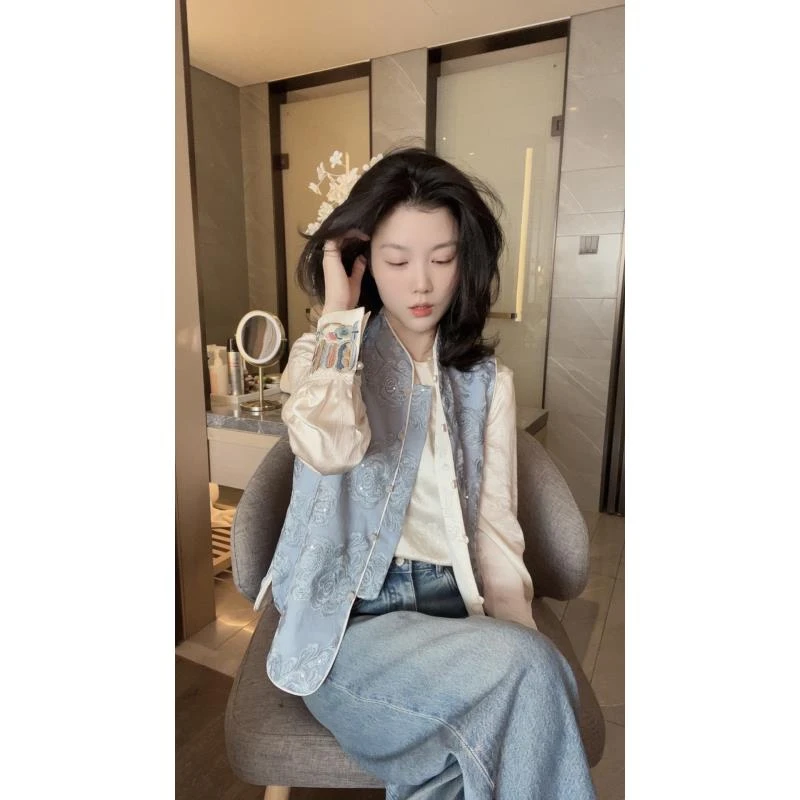 【悦悦专属】新中式马甲正反两穿玫瑰刺绣S372