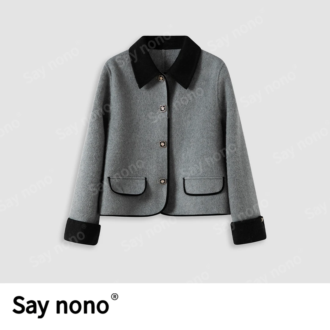 懒猫nono│Saynono  双面呢全羊毛短款大衣 /SYW8022