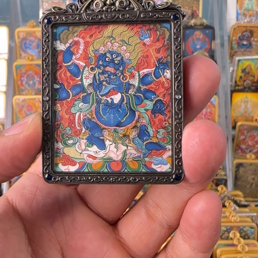 吊坠阿*藏卡大黑天唐卡艺术