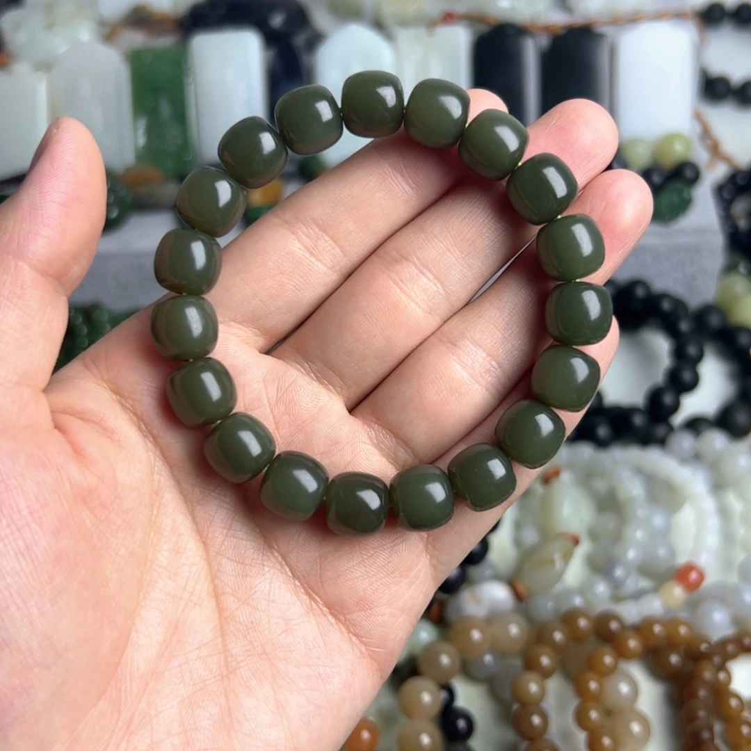 和田玉未镶嵌手串豆青1.2老型