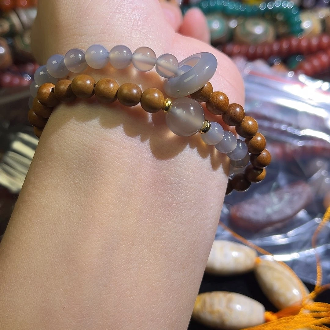 玛瑙/玉髓未镶嵌珠宝半成品玛瑙桃木卡6mm