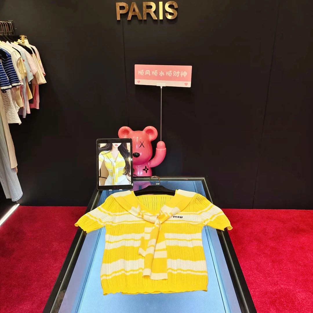 4787 V领薄款针织短袖上衣女夏季气质百搭