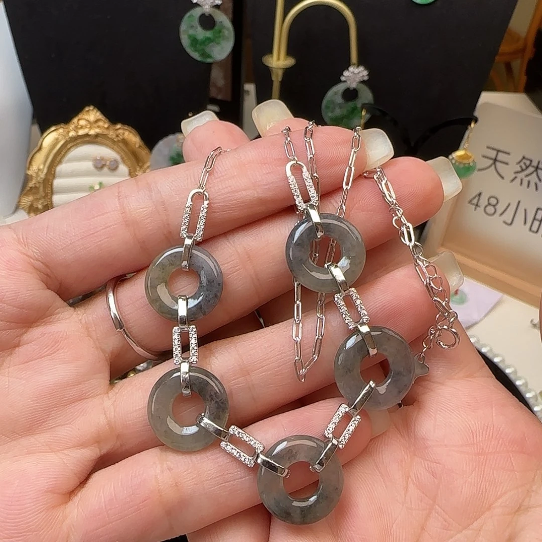 翡翠银S925镶嵌颈饰含项链