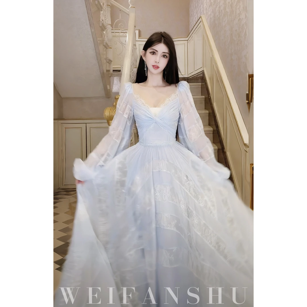 WEIFANSHU/魏凡舒【许愿颂歌】早春新款仙气优雅气质显瘦真丝连衣裙