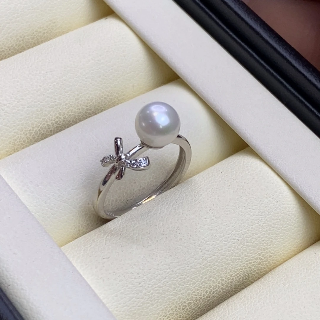戒指银S925镶嵌淡水珍珠