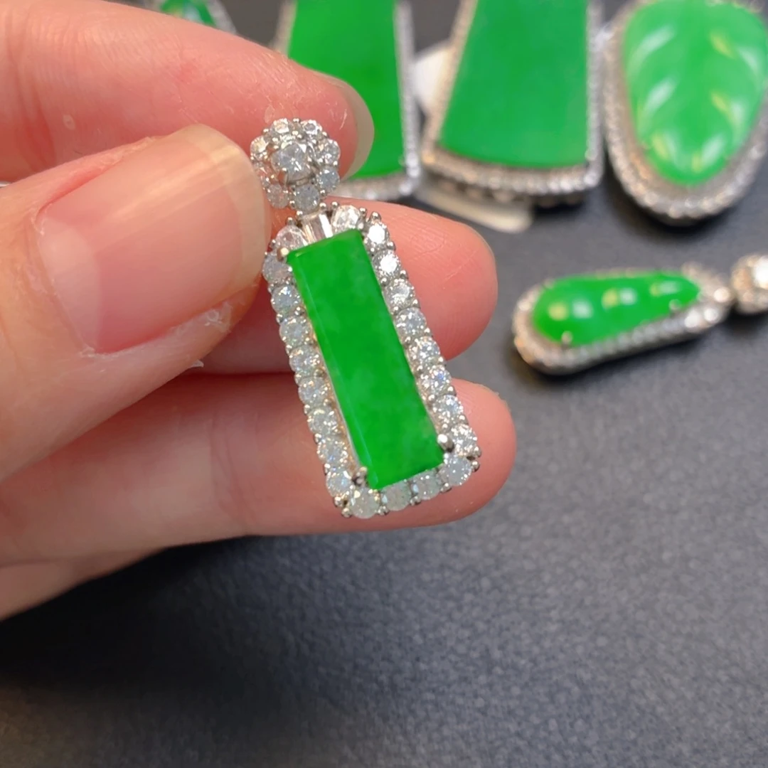 翡翠银S925镶嵌吊坠(不含链)