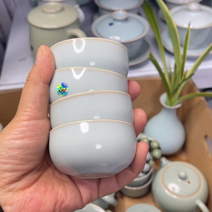 北***真汝州原矿原釉客杯4个