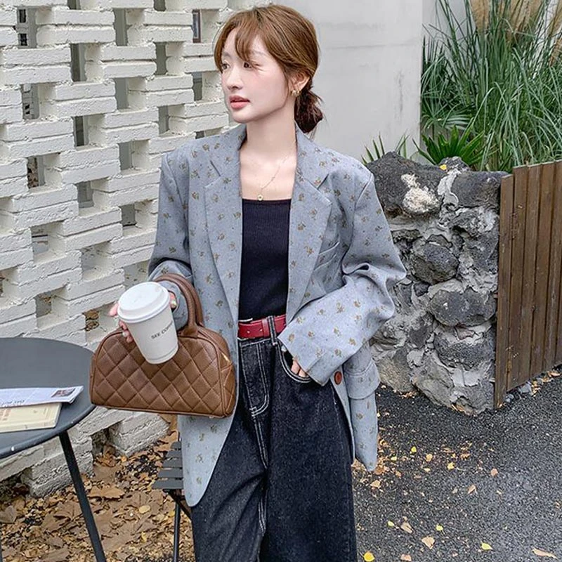 法式高级感碎花西装外套女士2025年春季新款时尚设计感小个子西服