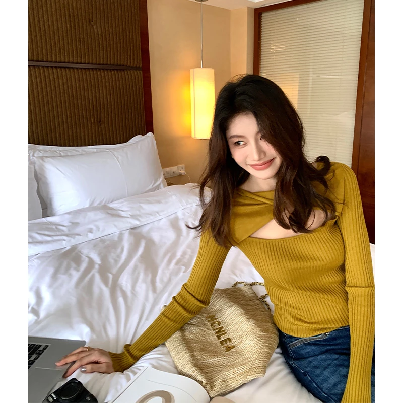 【ALONE SAVOR】龍喜儿绛羽织春早秋设计感羊毛镂空针织衫J010