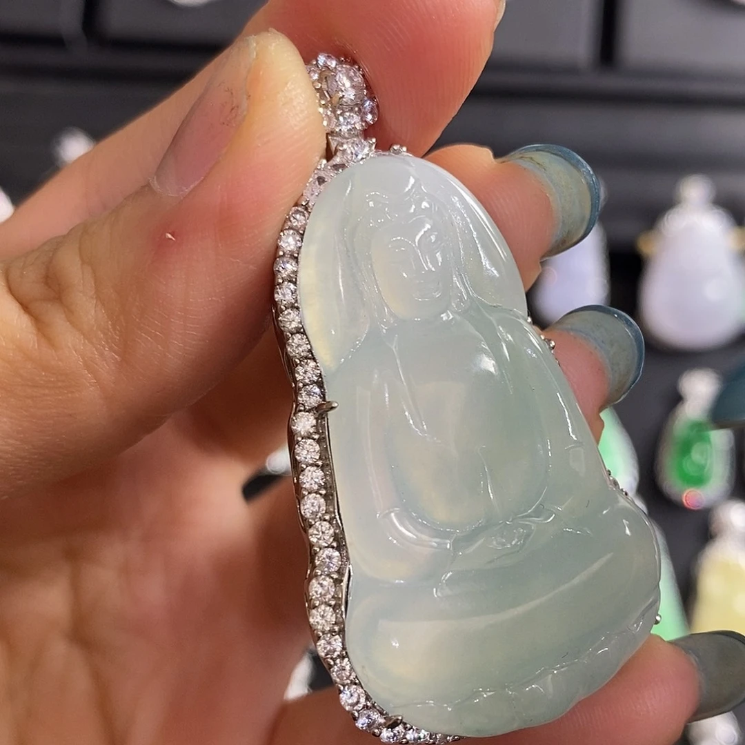 翡翠银S925镶嵌颈饰天然翡翠