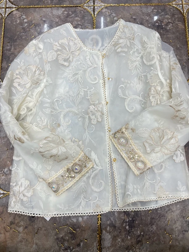 刺绣春季碎花女薄款新中式短外套上衣网红春款春秋重工国风