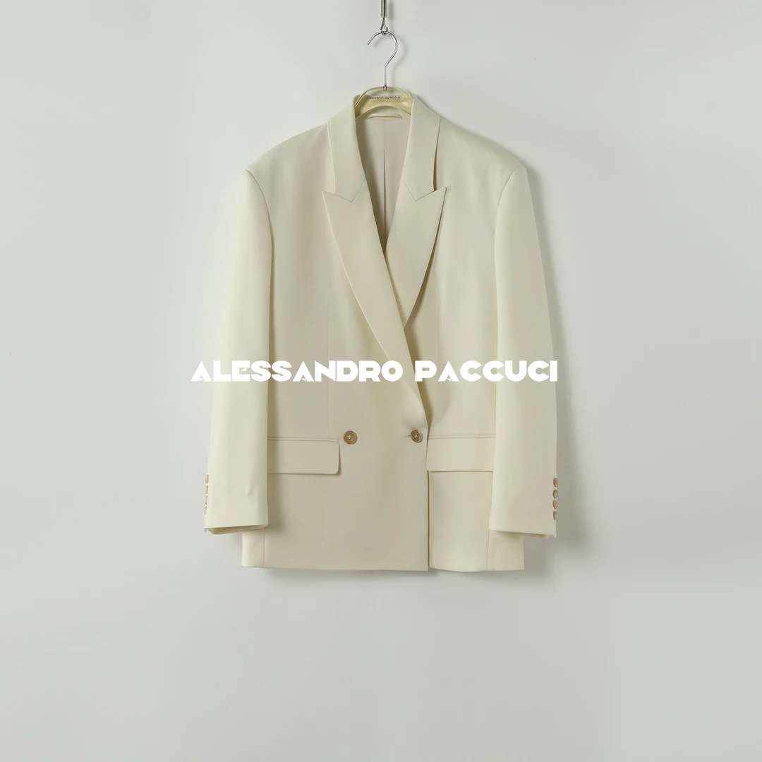 AP洛哥43131WZ【智性风】绵羊毛驳领高知干练休闲西装白色外套