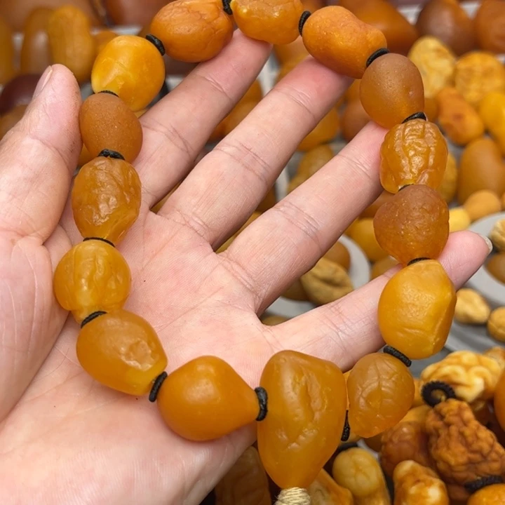 琥珀未镶嵌裸石天然蜜蜡手串