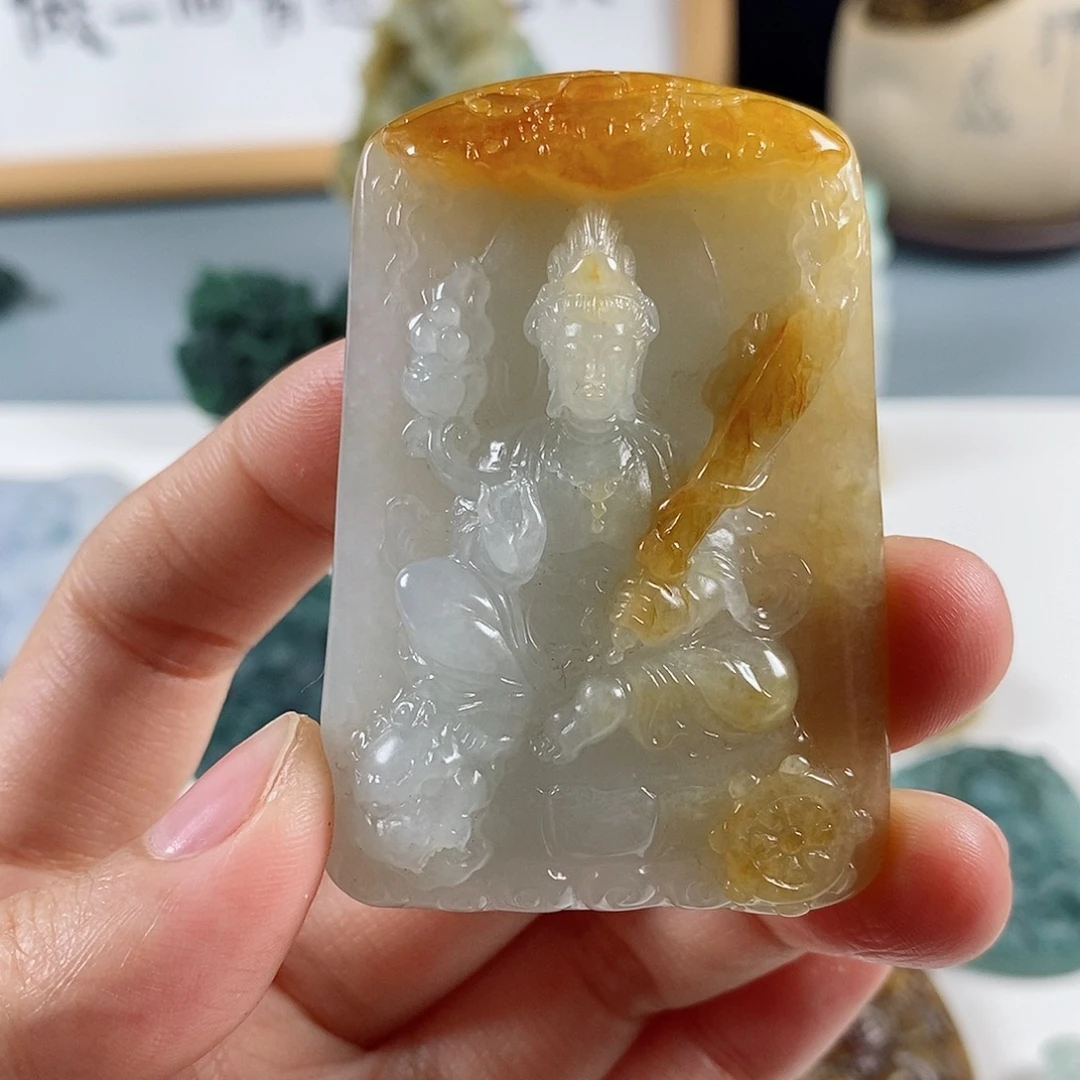 定制翡翠未镶嵌天然a货翡翠文殊