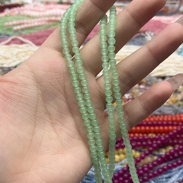 玛瑙/玉髓珠宝半成品未镶嵌一条4mm左右翠玉