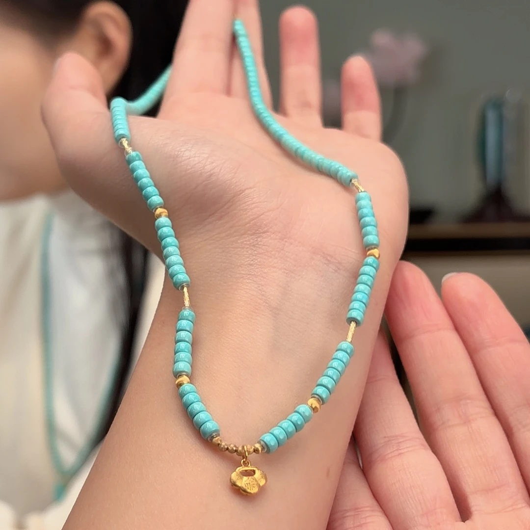 绿松石18K金镶嵌颈饰