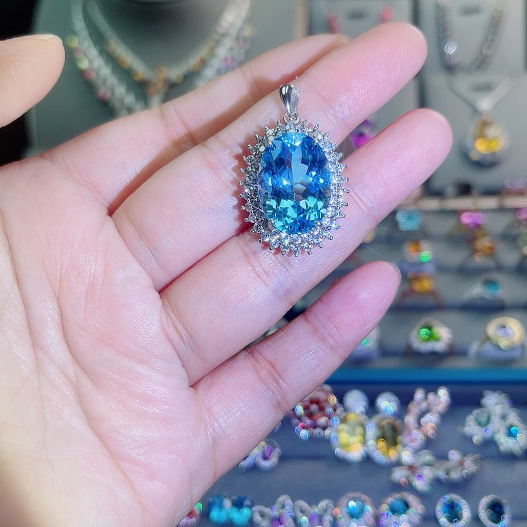 吊坠(赠链)银S925镶嵌托帕石