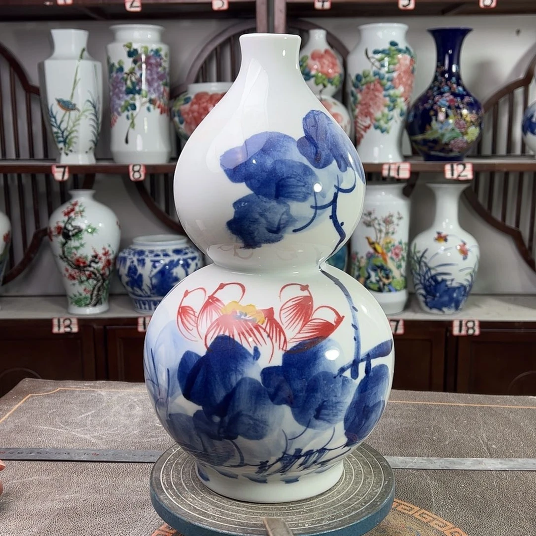 陶摆件景德镇陶瓷葫荷花