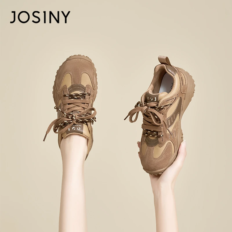 卓诗尼增高时尚休闲鞋春季老爹鞋系带透气女鞋春秋厚底