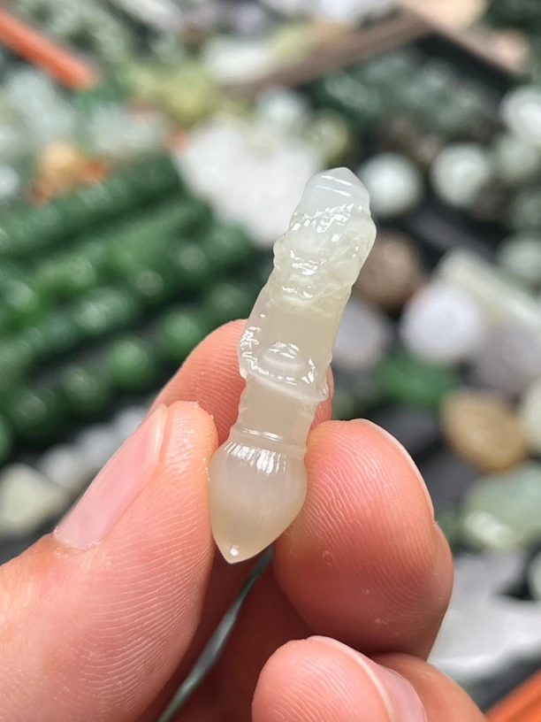 天然和田玉毛笔吊坠文昌笔手机链金榜题名冰透车挂一笔横财配饰