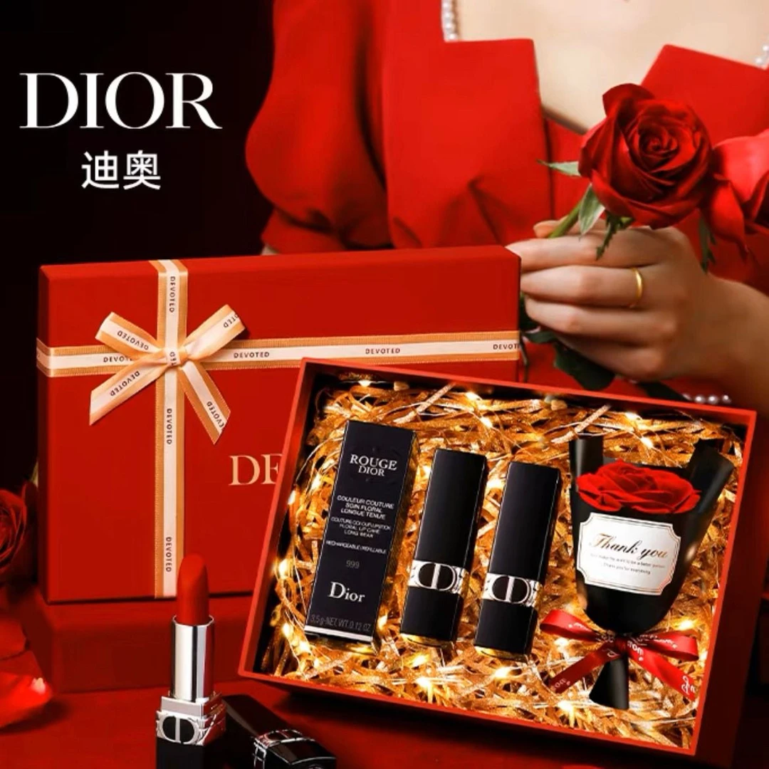《臻选礼物》 DIOR迪奥口红双支礼盒装（色号任意搭配）送礼盒+贺卡