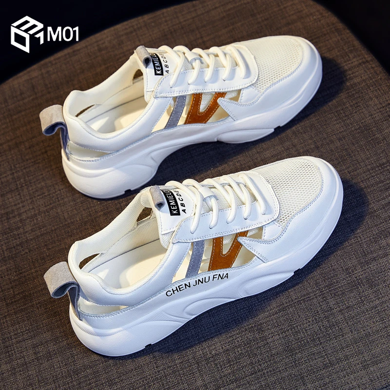 M01包头凉鞋女2025年夏季新款ins潮镂空透气网面运动休闲小白鞋