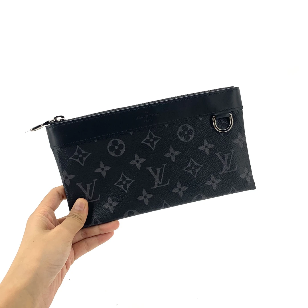 99新 LouisVuitton/路易威登 黑老花拼皮零钱袋手拿包 尺寸22/12