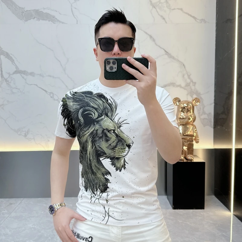 冰希二店.欧版名品个性男士短袖百搭简约休闲舒适T恤2025夏季新款