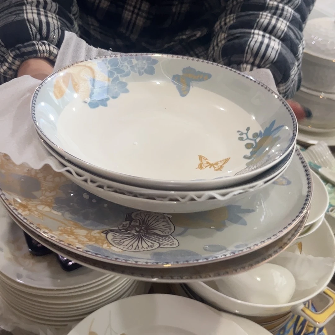 瓷片蓝舞盘五个微瑕