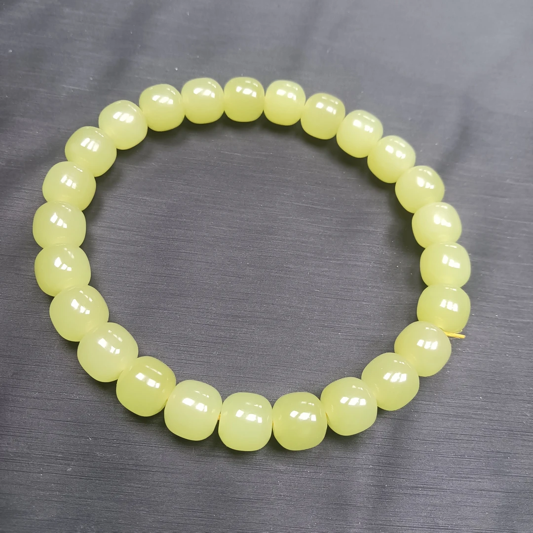 特大福利新疆和田玉若羌黄口老型卡8珠手串