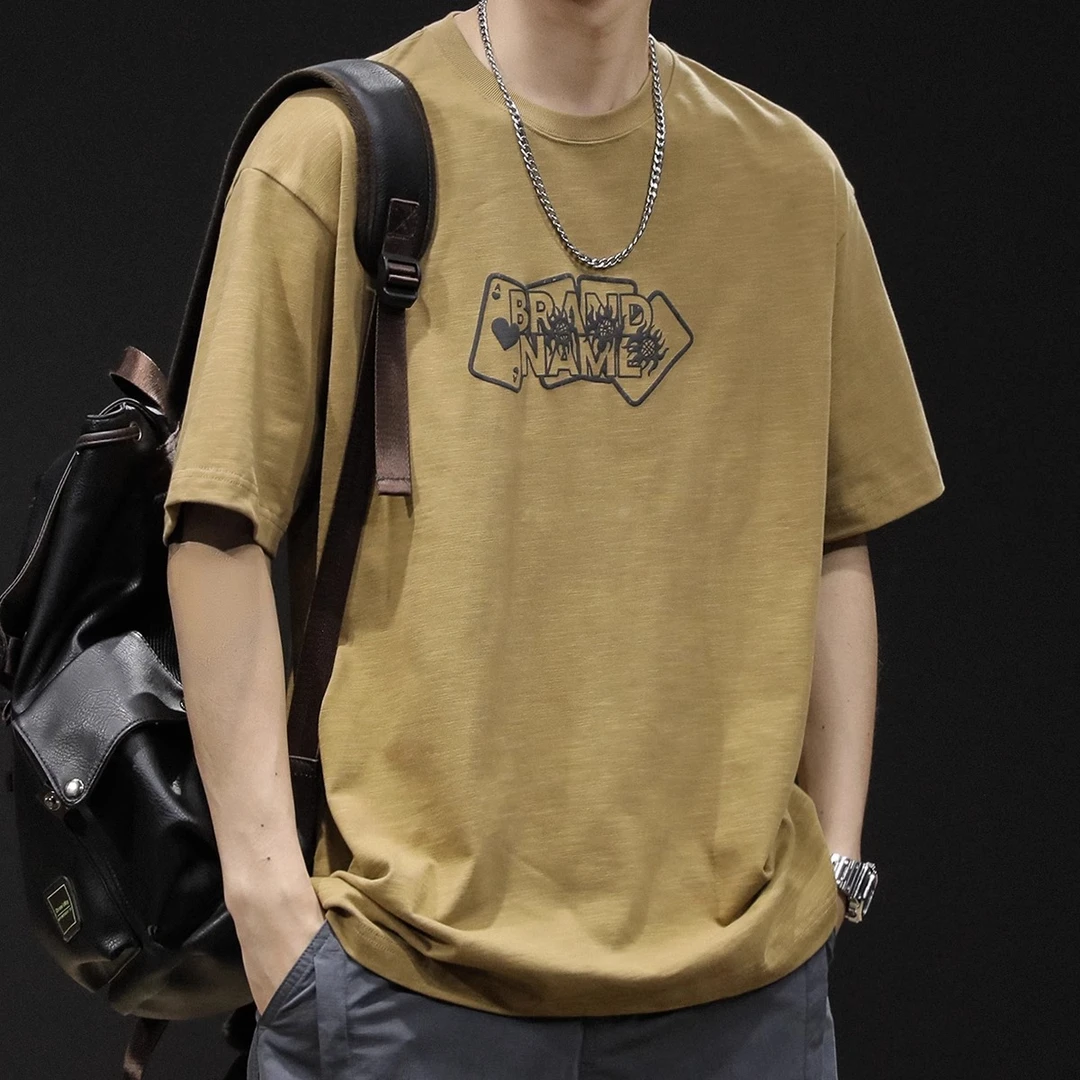 U&PURA重磅潮牌竹节棉短袖t恤男士夏季新款宽松潮流休闲百搭T恤