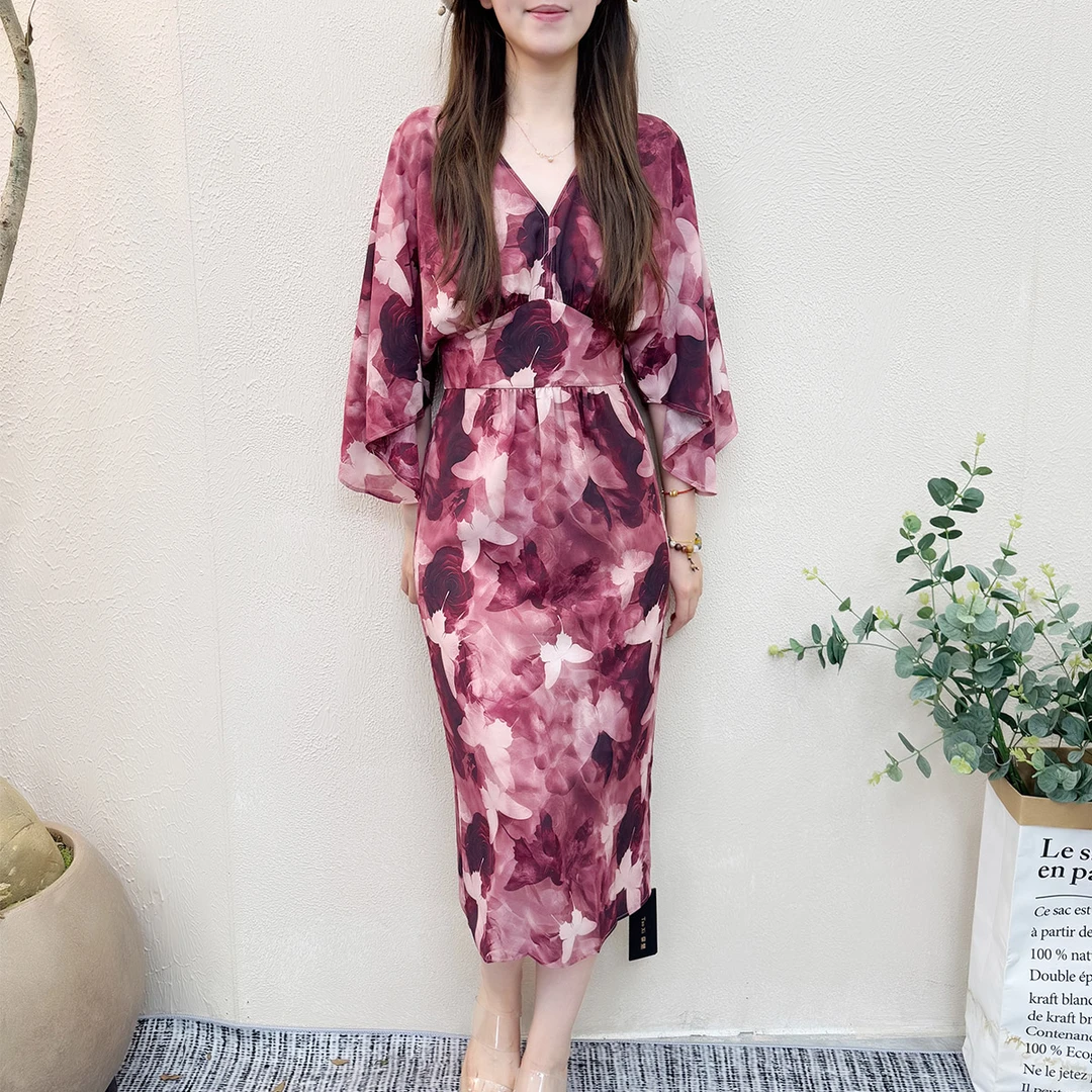 【蝴蝶夫人】桑蚕丝修身连衣裙TX05QZ1052