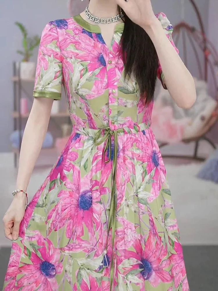 789 2025新款夏季女士连衣裙高端精致修身气质优雅减龄短袖裙子遮