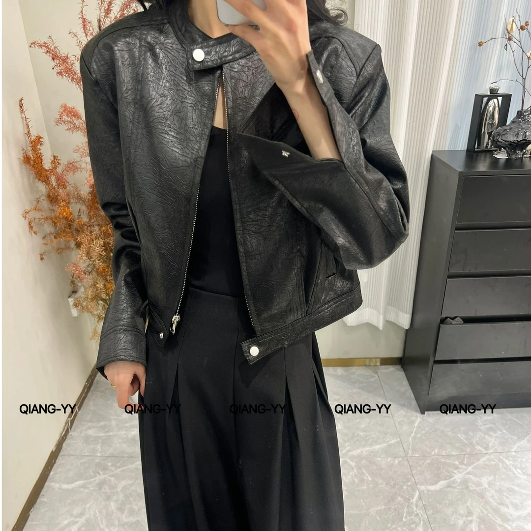 QIANG-YY百搭女厚款拉链短外套休闲网红黑色春季韩版显瘦213