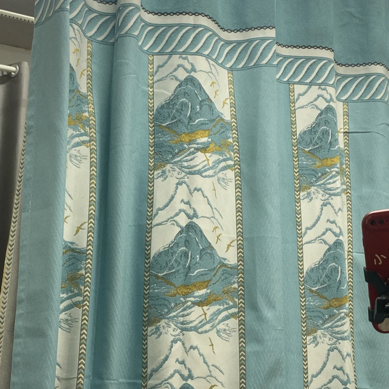 5.4米对开成品窗帘高精密材质遮光高度2.7不含杆