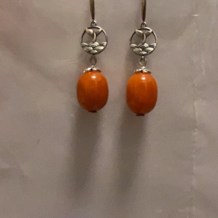 蜜蜡耳饰银S925镶嵌馮*蜜蜡12