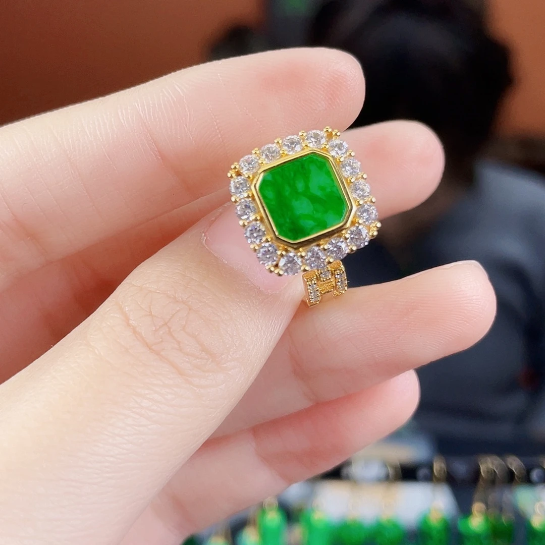 翡翠银S925镶嵌耳饰