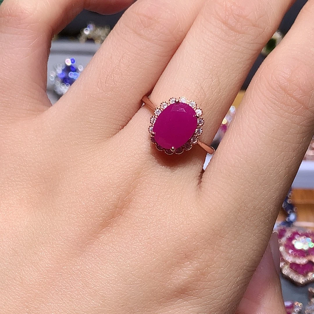 红宝石戒指银S925镶嵌