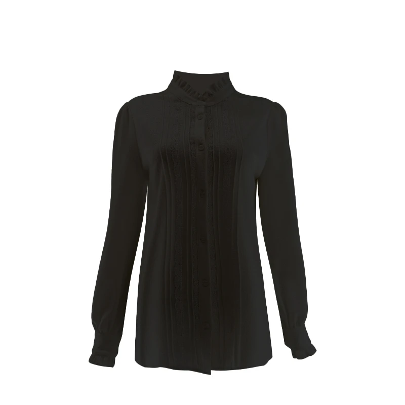 复古法式柔软舒适浮雕肌理感灯笼袖衬衫2L251C1737