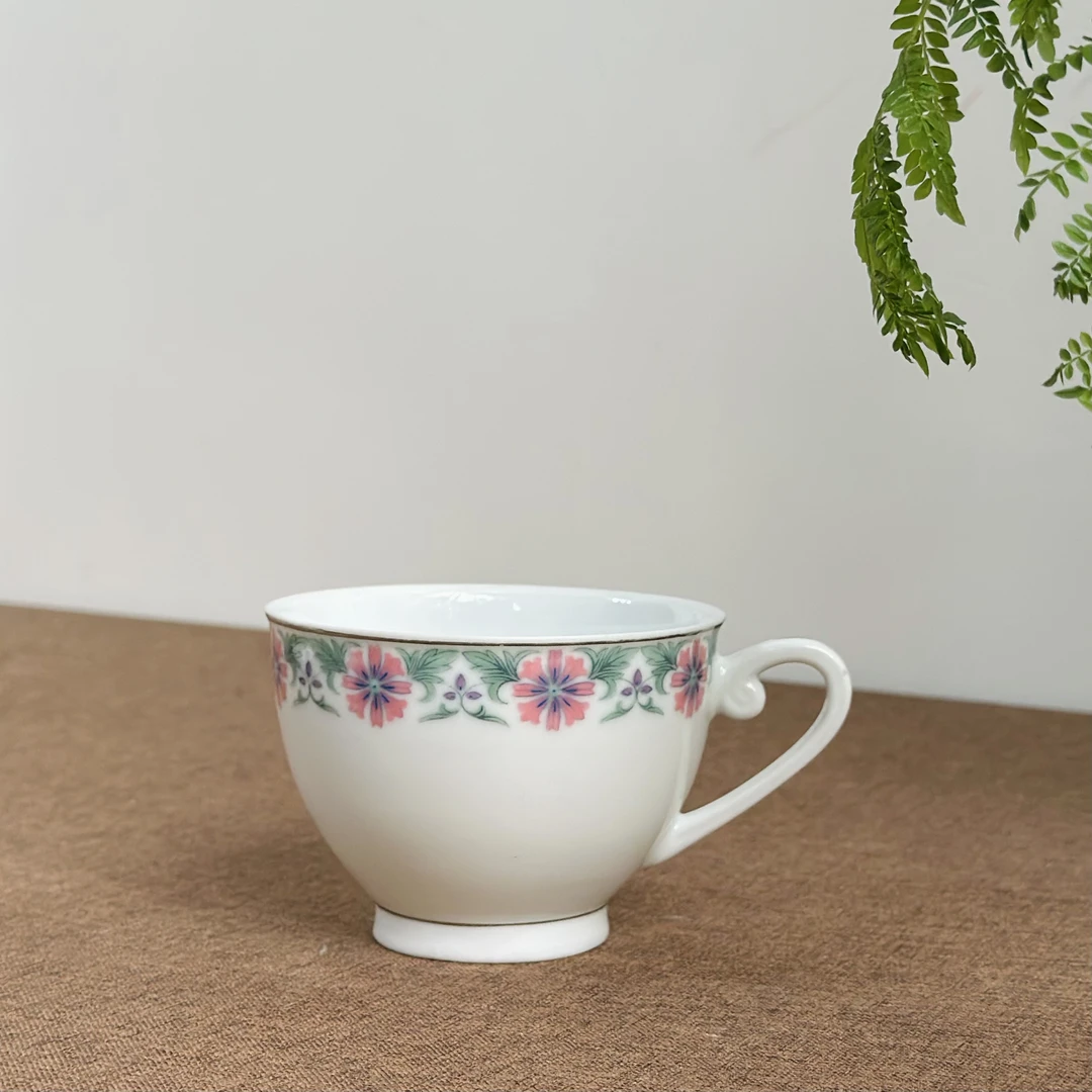 醴陵群力老瓷器釉下五彩大球泥红菊花茶杯微瑕福利价