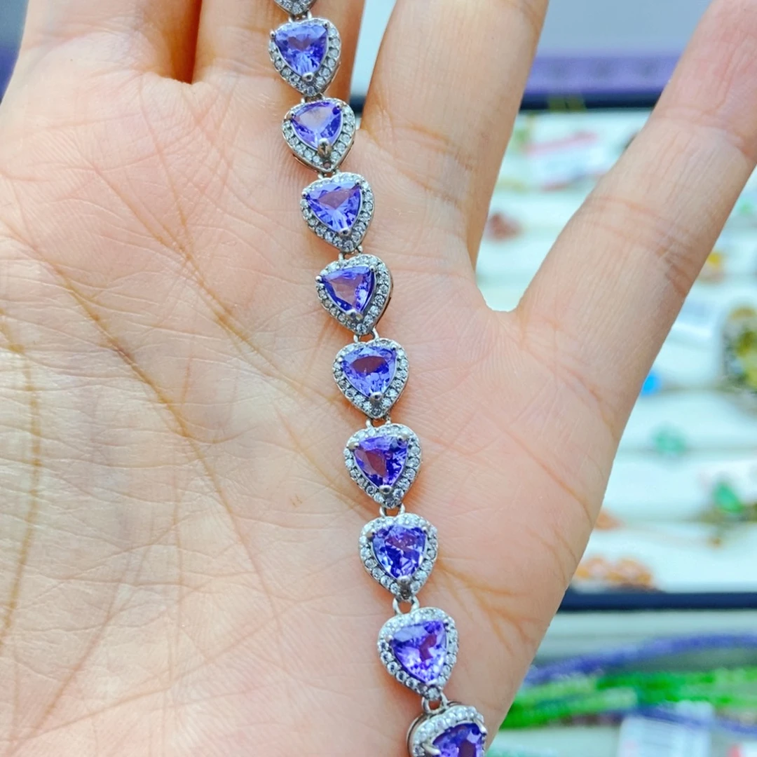 银S925镶嵌手链坦桑石