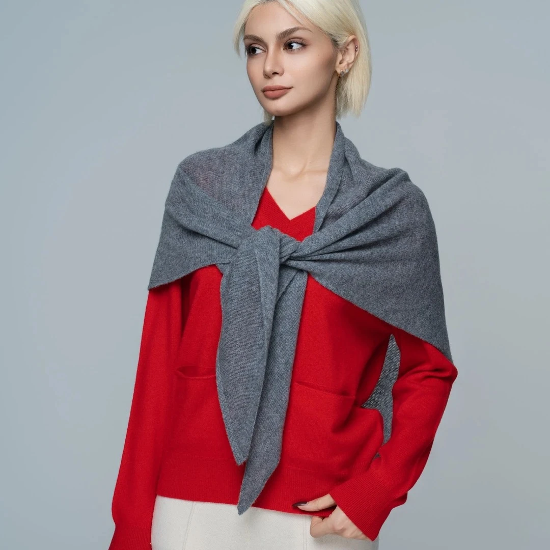 WANMU|【四季披肩】100%山羊绒三角披肩围脖秋冬保暖时髦叠搭亲肤