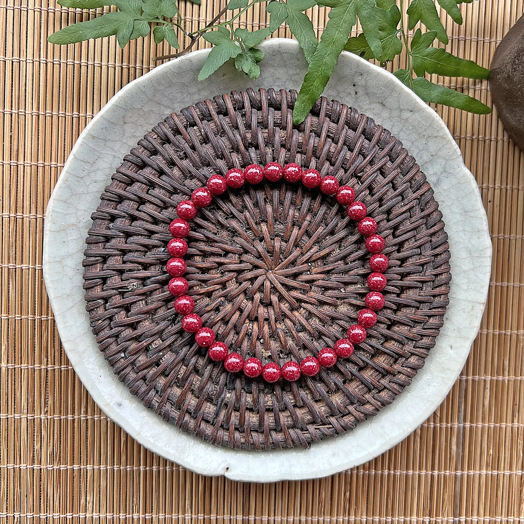 天然辰砂高品质全透晶体砂5mm单圈  多圈手串 女款